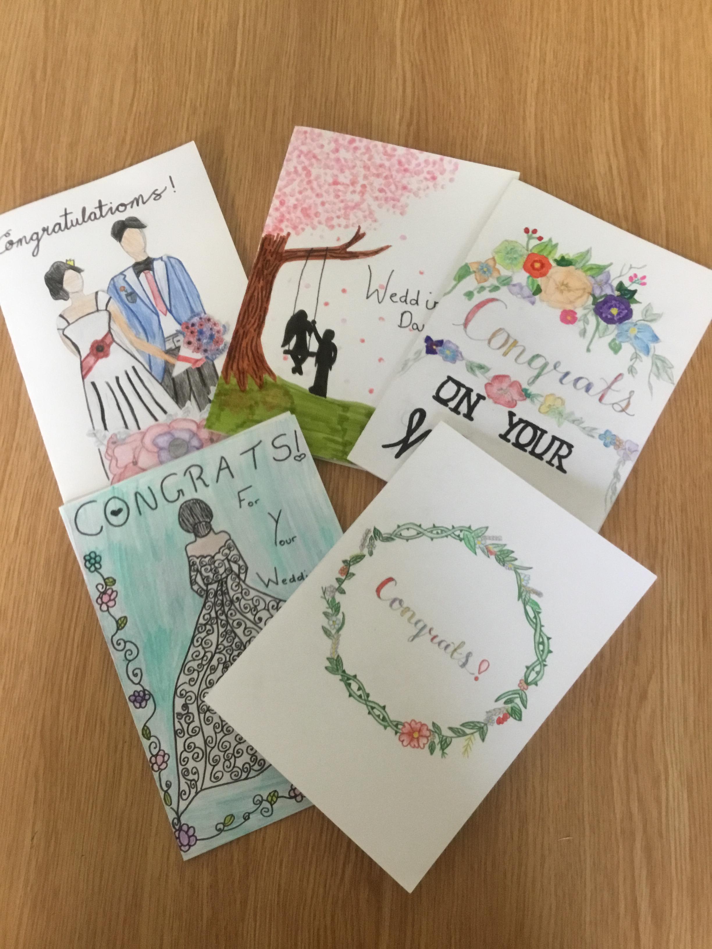 Wedding cards designed by Y6 for Mr and Mrs Burgess