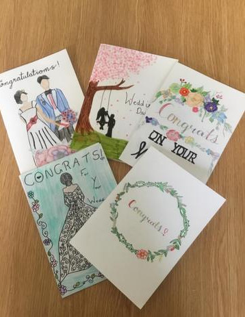 Wedding Card for Mrs Burgess who donates &pound;100 each term to buy uniform for pupils in need!