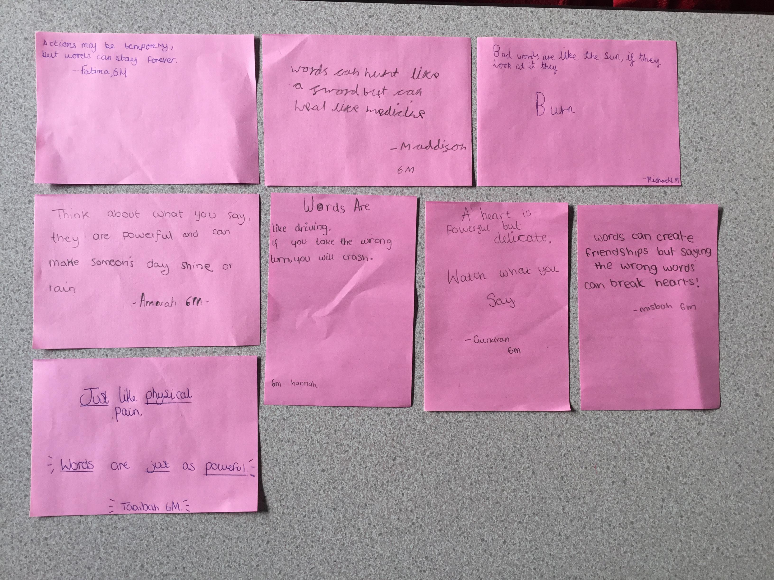 Here are some of the quotes 6M created about the power of words.